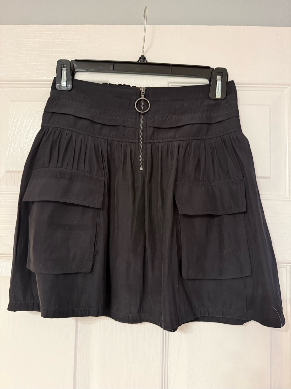 Ramy Brook Black Utility Pocket Mini Skirt with Ring Zip